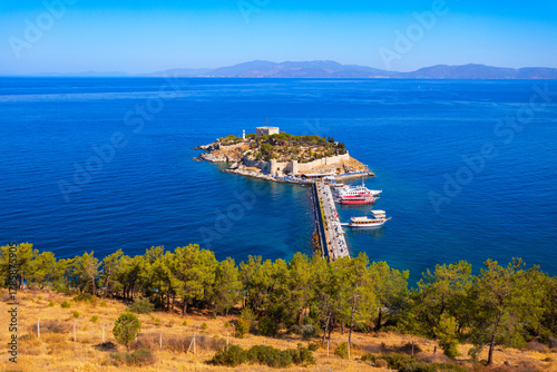 Fototapeta Naklejka Na Ścianę i Meble -  Pigeon Island aerial panoramic view in Kusadasi city, Turkey