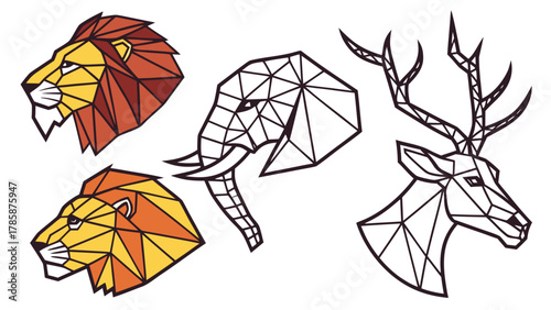 Geometric animal head collection