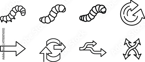 Vector art of caterpillar life cycle and process arrows