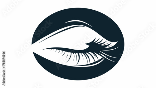 Striking eye with elegant lashes illustration for beauty brand, cosmetics, or fashion logo, conveying sophistication and style, originally a scalable graphic