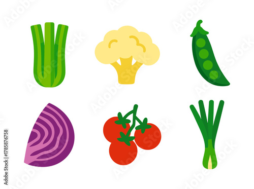 Colorful flat design vegetables set on white background