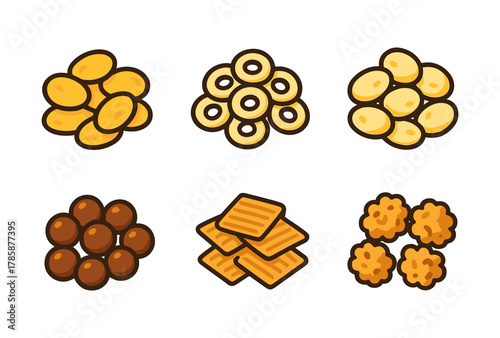 Colorful collection of cartoon snack designs
