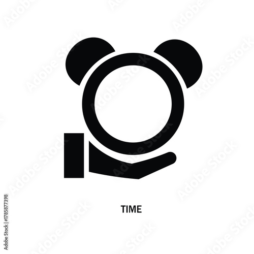Hand Holding Alarm Clock Time Management Deadline Icon Black Vector Illustration