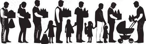 People line up for donations international volunteer day helping community aid support