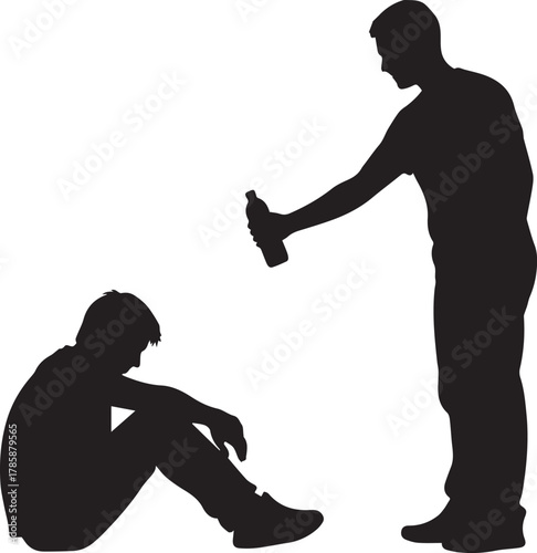 Generosity and kindness silhouette of helping hands for international volunteer day