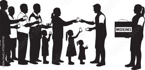 Diverse people sharing and helping community during international volunteer day celebration event