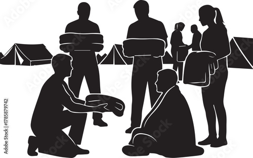 International volunteer day diverse group of people helping at a camp with tents