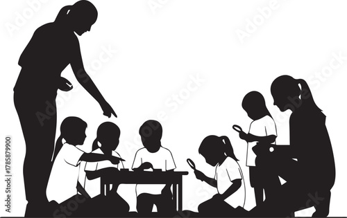 Diverse children learning together with teachers during international volunteer day celebration