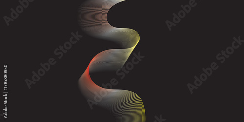 Abstract background with lines. Vector banner with waves. Background for poster, card, brochure, booklet, flyer. Geometric element for design isolated on black. Yellow and black gradient