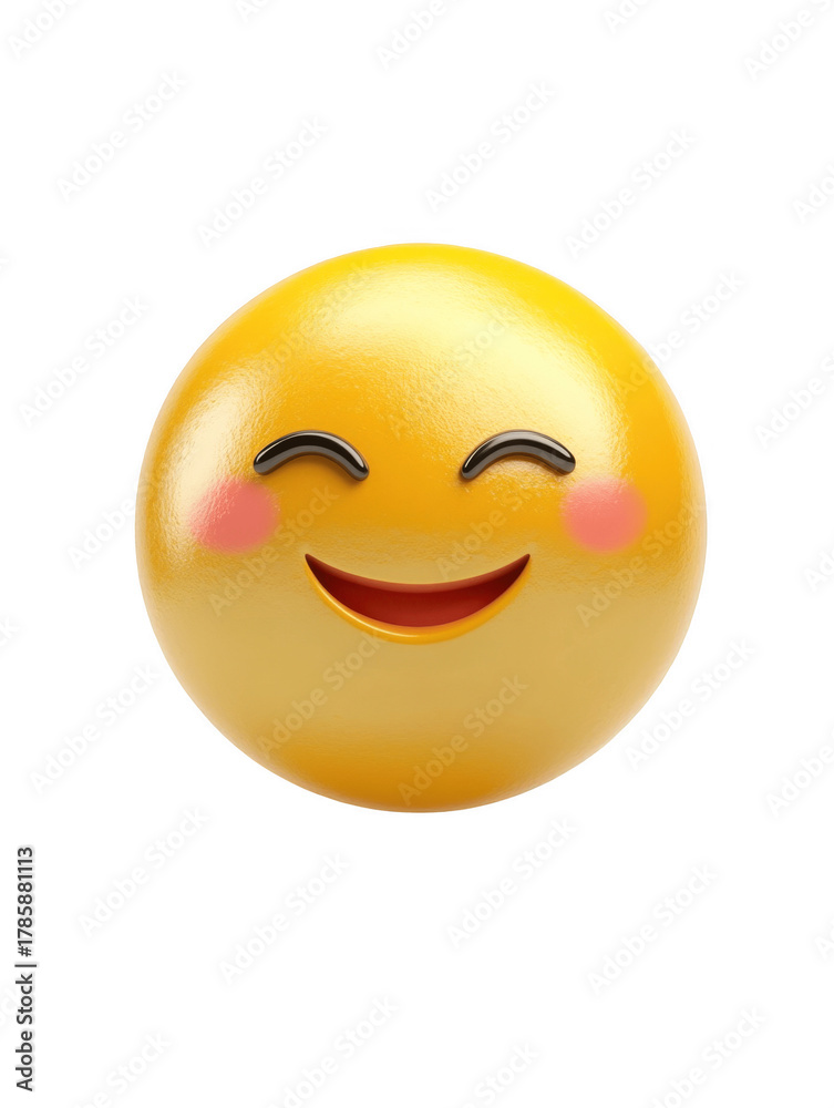Fototapeta premium Smiling emoji with blush for messaging and design