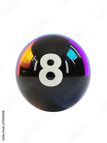 Classic magic 8 ball with colorful reflections for fun