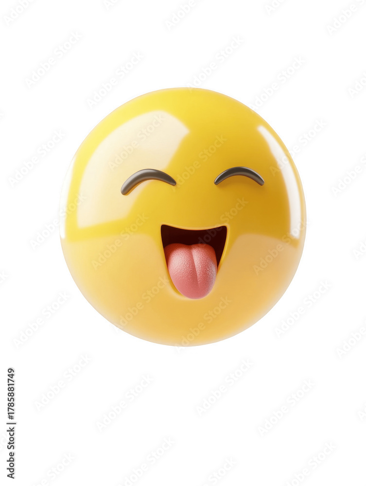 Fototapeta premium Smiling tongue out emoji for fun and playful designs
