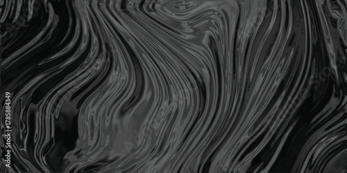 Black and gray abstract liquid marble texture with deep swirling patterns and a glossy, flowing surface for backgrounds