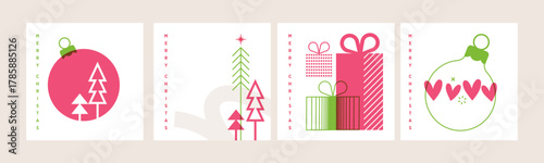 Merry Christmas and Happy New Year greeting cards. Vector illustration templates for holiday greeting card, background, website and social media banner, marketing material.