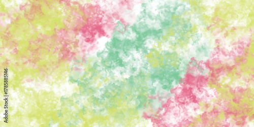 Lively Abstract Watercolor Texture with Blended Pastel Hues of Green Pink Yellow and White for Cheerful Backgrounds