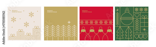Christmas and New Year cards. Vector illustrations for holiday greeting card, background, website and social media banner, marketing material.