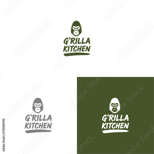 Creative and Playful Gorilla Kitchen Logo Design Concept for Branding and Marketing