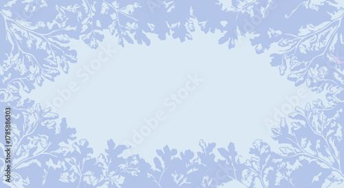 Here's a stock photo description for the image:

Winter Foliage Frame on Light Blue Background