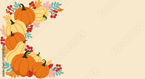 Here you go:

Cartoon Fall Harvest Background with Copy Space