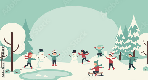 Children Playing in Winter Wonderland
