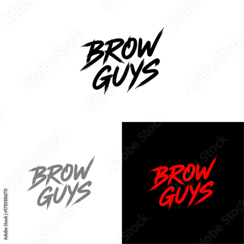 Brow Guys Logo Design Vector Graphic With Black And White And Red Color Variations