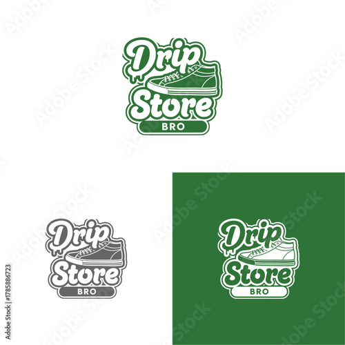 Retro-Inspired Sneaker Store Logo Design with Playful Drip and Bro Text