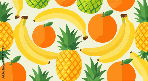 Colorful arrangement of fresh tropical fruits, perfect for healthy eating and vibrant designs.