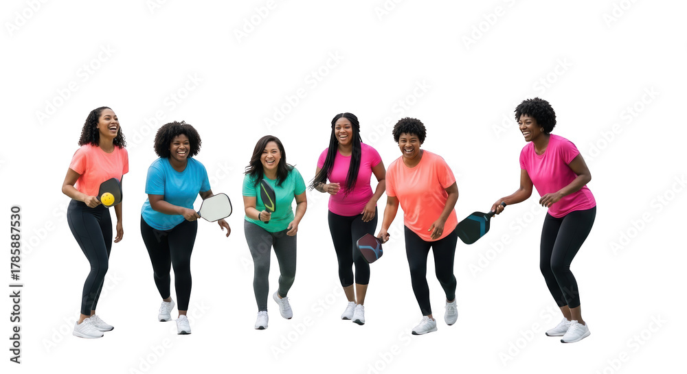 Obraz premium Professional image featuring pickleball, women, friends suitable for web, social media, and editorial design purposes