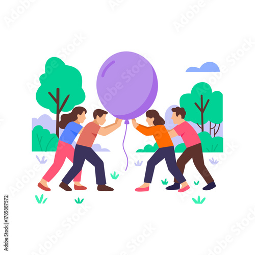 Balloon Push, moving balloons in a team challenge