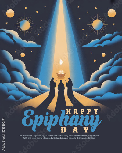 Epiphany Day Illustration – Three Wise Men, Star of Bethlehem and Christian Festival Celebration Vector