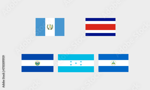 Flaggen mittelamerikanischer Länder – Guatemala Costa Rica El Salvador Honduras Nicaragua