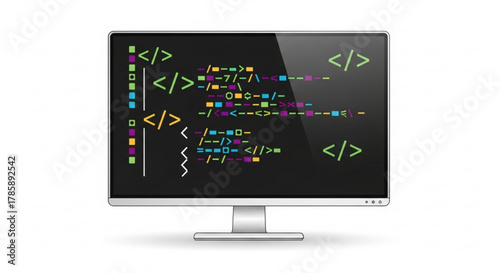 Computer monitor displaying code isolated on