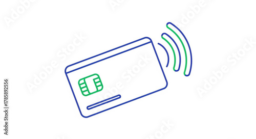 Illustration of a contactless payment card for cashless transactions and modern banking concept