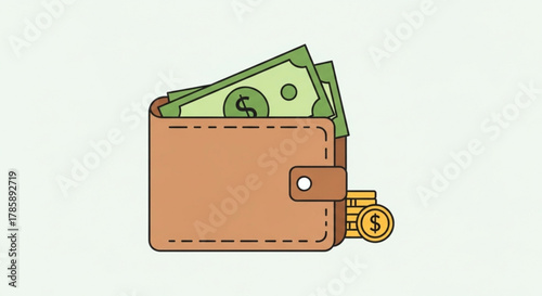 Wallet with money and coins, symbolizing wealth, savings, investment, and financial security for the future