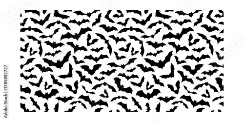 Dark seamless bat pattern for Halloween backgrounds, web designs, party décor, and horror-themed digital artwork.