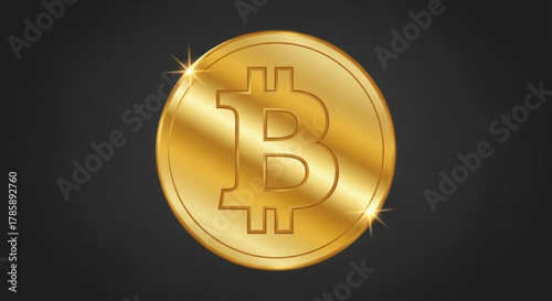 Golden bitcoin coin on a dark background, symbolizing the rise of cryptocurrency or the success of the crypto market and financial technology