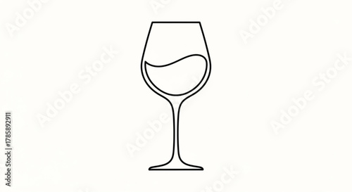 A simple line drawing of a wine glass with liquid inside