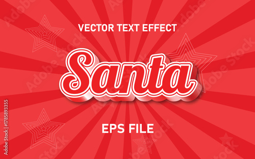 Festive santa claus text effect with red sunburst background