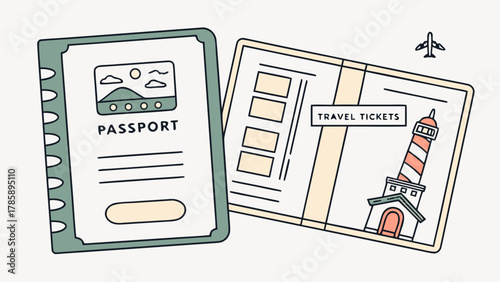 Passport and travel tickets for vacation planning