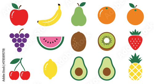 fruits icons set