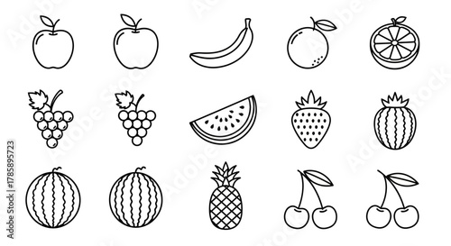 fruits icons set