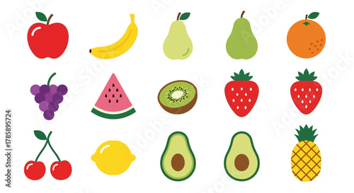 fruits icons set