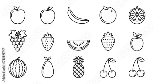 fruits icons set