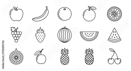 fruits icons set