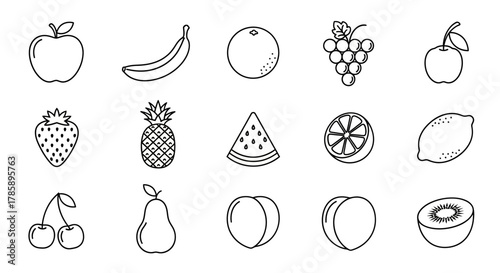 fruits icons set