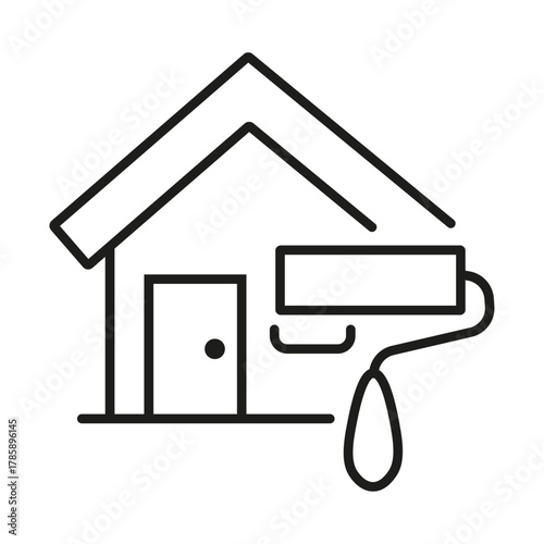 Home insurance. Mortgage, house with money icon line style isolated on white background. Residence Realm icon. secure house icon sign vector. Collateral house buy icon outline vector.
