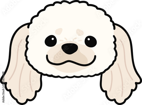 Simple and adorable illustration of white Pekingese dog face