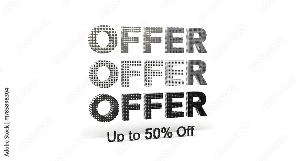 Obraz premium Three stacked offer signs with a discount percentage displayed below