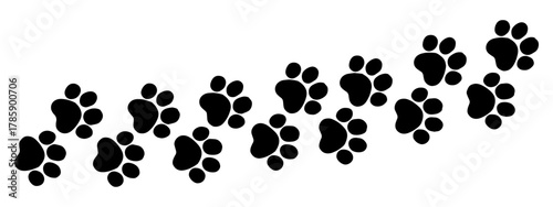 Dog or cat footprints trail in black silhouette vector illustration