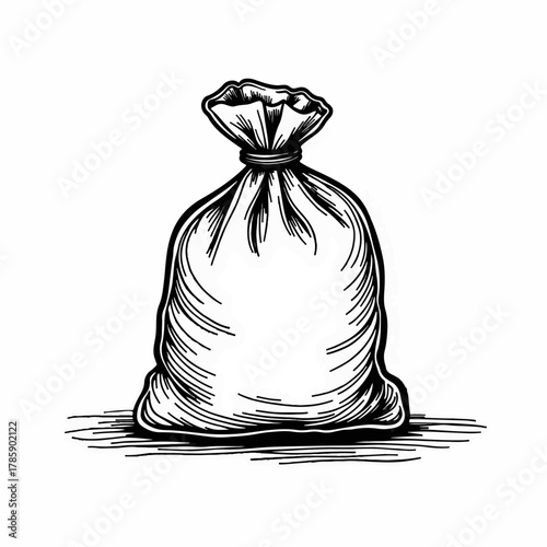 Hand-drawn sack of frankincense. Biblical story of the Three Kings and their gifts. Vintage sketch line art icon